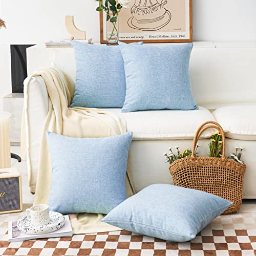 Home Brilliant 65x65 Cushion Cover Set of 2 Linen Large Blue Cushion Cover for Patio Sofa Bed Handmade Throw Pillows 65x65 cm - Image 3