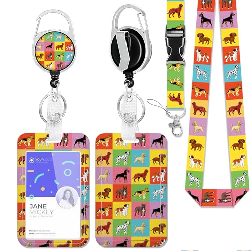Colorful Dog ID Badge Holder with Retractable Keychain