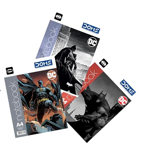 Image of DOMS Single Line Notebook | A4 DC Series| 29.7 X 21 CM | BATMAN Series| Soft cover pinning Binding | 172 Pages | For Students In School & Colleges | Pack of 6