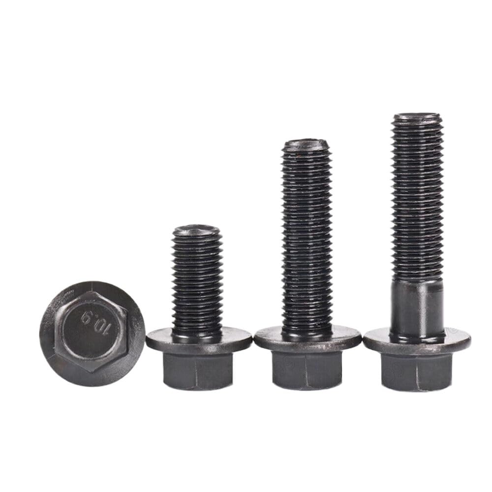 Hardware,Bolts,Black 10.9 Steel Fine Thread Hexagon Flange Head Bolts Screws M10 M12 M14 M16(M16 x 2 x 65 mm 2pcs)