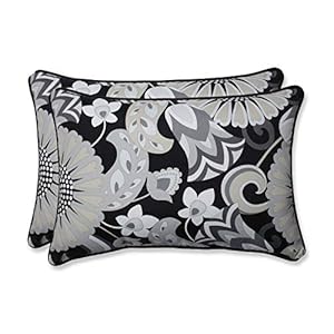 Pillow perfect floral indooroutdoor accent throw pillow plush fill weather and fade resistant lumbar 115 x 185 blackwhite sophia 2 count  urban country home decor