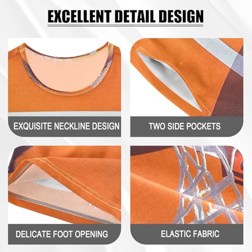 ALAZA Basketball Orange Sport Pajamas Set Short Sleeve Cotton Sleepwear Summer Pjs 2 Piece 5-14Y4