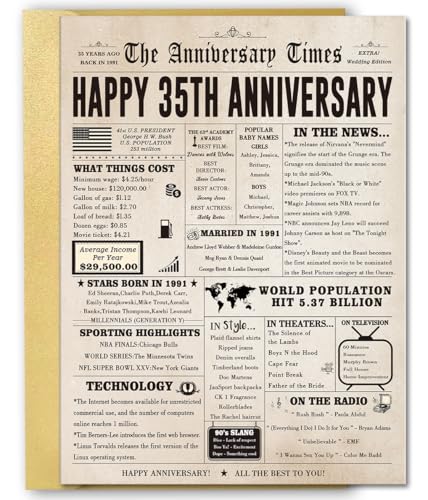 FANCYLUCKY Big 35th Anniversary Card for Him Her, Retro...