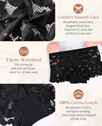Image of Sunm Boutique Sexy Underwear for Women, Cheeky Lace Boy Shorts