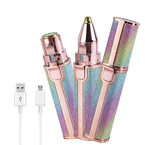 Herefind Facial Hair Remover for Women, Eyebrow Trimmer Shaver Razor Epilator, Women's Painless Hair Remover, Rechargeable 2 in 1 Eyebrow Razor and Painless Hair Remover with LED Built-in Light.