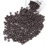 Vlasy 500Pcs 4mm Silicone Lined Micro Ring Beads for Hair Extensions 5Colors Apply (Brown)