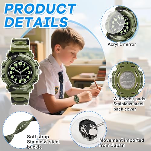 Image of CKV Kids Watch for Boys Girls Ages 5-12, Waterproof Time Teacher Easy to Read Analog Sport Outdoor Children Watches with Soft Band for Kids