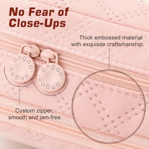 Image of EASTHILL Large Capacity Pencil Case Cute Pencil Pouch with Handle Stationery Pen Bag for Teen Girls-Pink