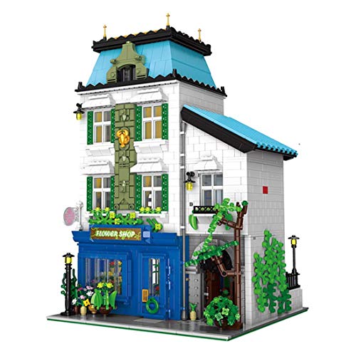 n.g. Wohnkultur Architektur Bausteine Modell 3331Pcs Europäischer Blumenladen MOC Stadthaus Straßenansicht Stadthaus…
