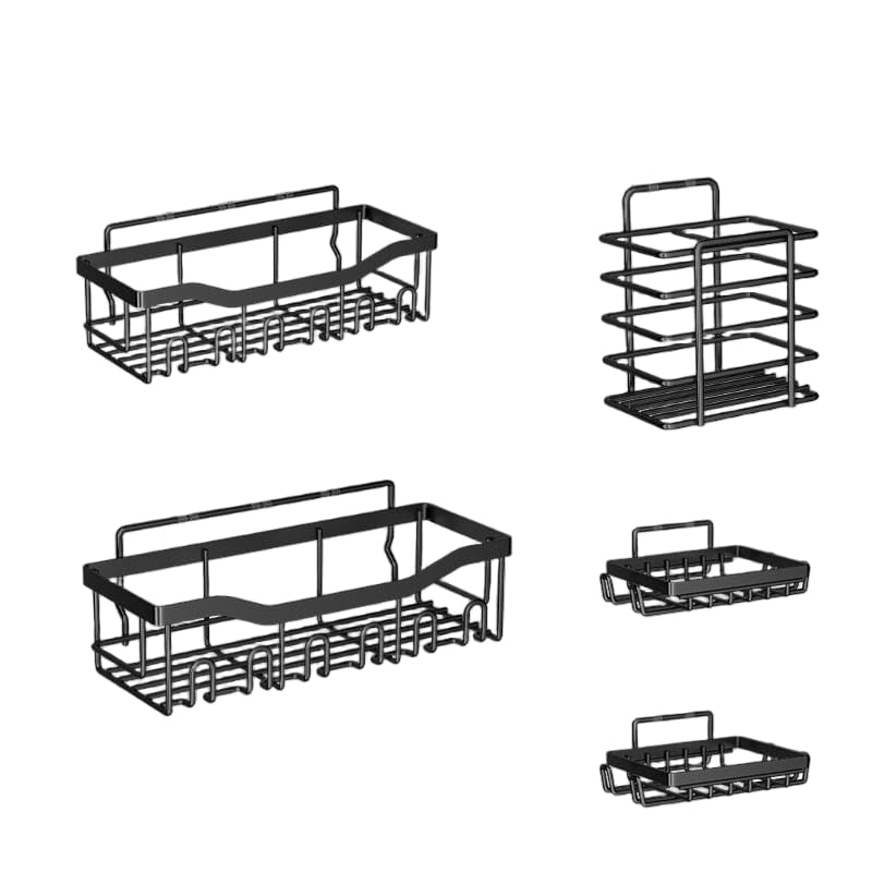 Adhesive Shower Caddy 5 Pack Rustproof Stainless Steel Bath Organizers with Large Capacity No Drilling Bathroom Storage Shelves