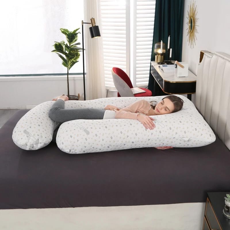 LiveGo J-Shaped Maternity Pillow for Sleeping, Full Body Pillow for Pregnant Women (Grey)