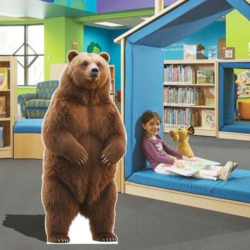 Image of Brown Bear Cardboard Cutout, 6FT Life Size, 1 PC | Fun Animal Cardboard Standup, for Events, Party Decor, Birthday, Photos, Kids & Adults, Photo Booth, Home Decoration
