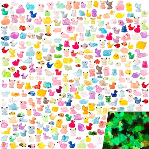 Teenzee 300pcs Mini Resin Animals Many Styles Variety Tiny Animals Figures Miniature Little Small Animal Figurines Bulk for Micro Fairy Garden Landscape Accessories Hide Crafts Decor Aquarium