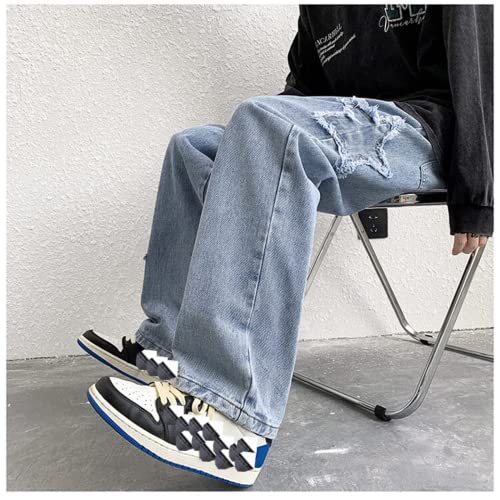 YEOU Men's Streetwear Jeans Y2K Star Hip Hop Jeans Casual High Waisted Wide Leg Baggy Embroidery Harajuku Denim Pants4