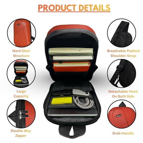 Image of Tukzer ABS Hard Shell Sling Bag Aliens Series 180Open Crossbody Side Shoulder Bag for Mens, Women, Office,Travel,Everyday Mini Backpack for iPad,Tablet,Smartphone,Charger,Headphone,HDD,Camera(01-RED)