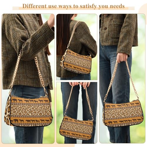 Image of Shoulder Bags for Women Animal Zebra Leopard Cheetah Tiger Print Hobo Tote Handbag Small Clutch Purse with Zipper Closure