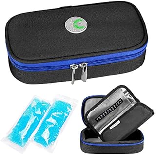 YOUSHARES Insulin Travel Case - Travel Medicine Cooler Bag for Insulin Pens and Diabetes Supplies Travel Insulin Pen Travel Case with 2 TSA Approved Ice Pack (Black)