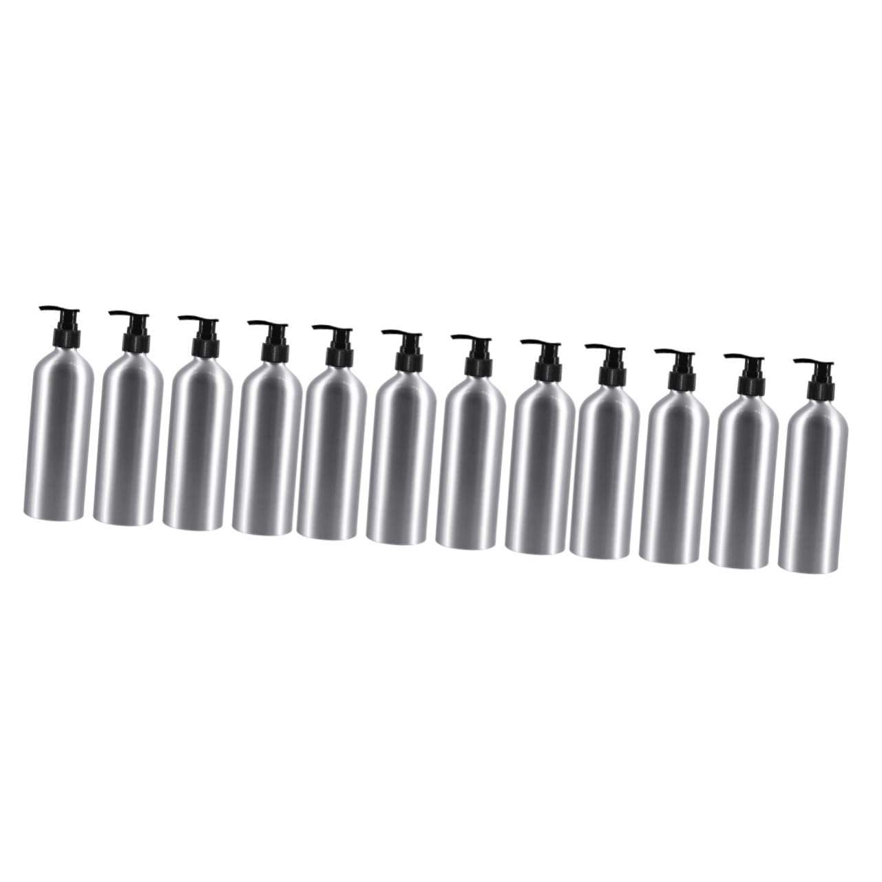 MAGICLULU 12 Stck Teiliges Aluminium Flaschen mit Schwarzem Pumpkopf Nachfüllbare Dusch und Shampooflaschen Spiralförmiger Lotion Spender für Körperpflege und Flüssigseife Bpa Frei Robust