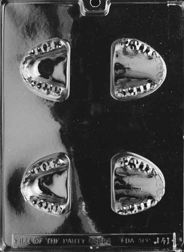 Cybrtrayd Life of the Party J041 False Teeth Denture Chocolate Candy Mold in Sealed Protective Poly Bag Imprinted with Copyrighted Cybrtrayd Molding Instructions