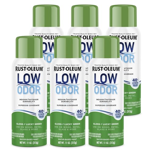 Image of Rust-Oleum Low Odor Premium Spray Paint, 11 oz, Gloss Lucky Green, 6 Pack