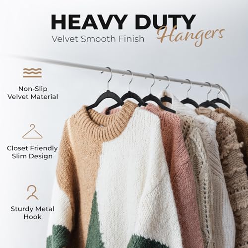 100-Pack-Velvet-Hanger-for-Shirt-Pants-Dresses-Skirts-Suits-Jackets-Slim-Space-Saving-Design-Standard-Coat-Hanger-Sturdy-Durable-Design-with-Shoulder-Grooves-Hook