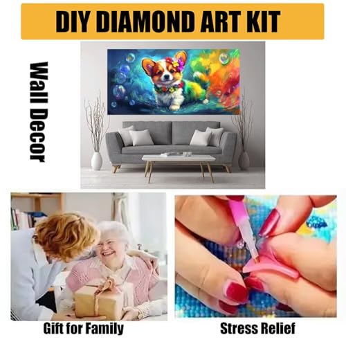 Peinture Diamant Chien Anti-Stress Grand Format 5D Kit Broderie 60x120cm