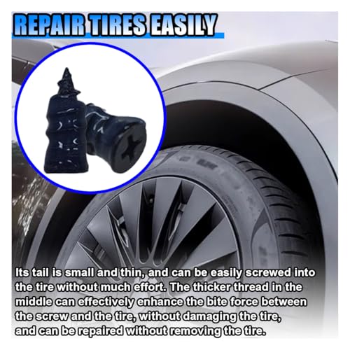 Image of 20PCS Car Tire Repair Screw Nails, Self-Service Rubber Screws with Screwdriver for Car, Motorcycle, ATV, Truck (Blue)