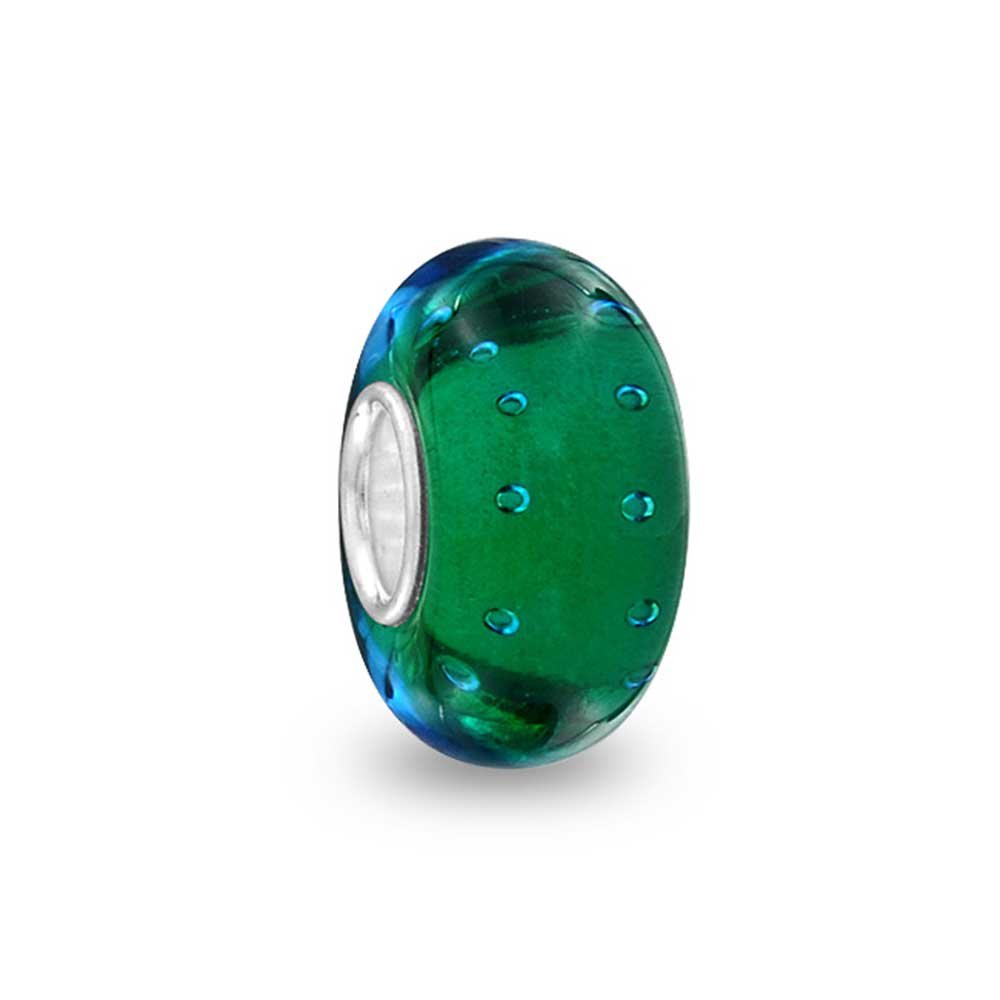 Bling Jewelry925 Sterling Silver Murano Glass Spacer Bead with Green, Pink, Blue, Aqua and Red Bubble for Women Teens