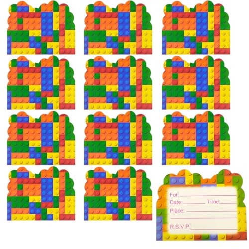 UEIOAVL Convites para festas, 30 peças de cartões de convite de blocos de construção blocos de construção convites de festa de aniversário para meninas e meninos