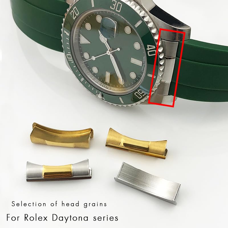 Argento Oro Nero Rosa Solido Curvo End Link Endlink 20mm 21mm Solo per Submariner GMT Daytona 116610 Cinturino in pelle di gomma