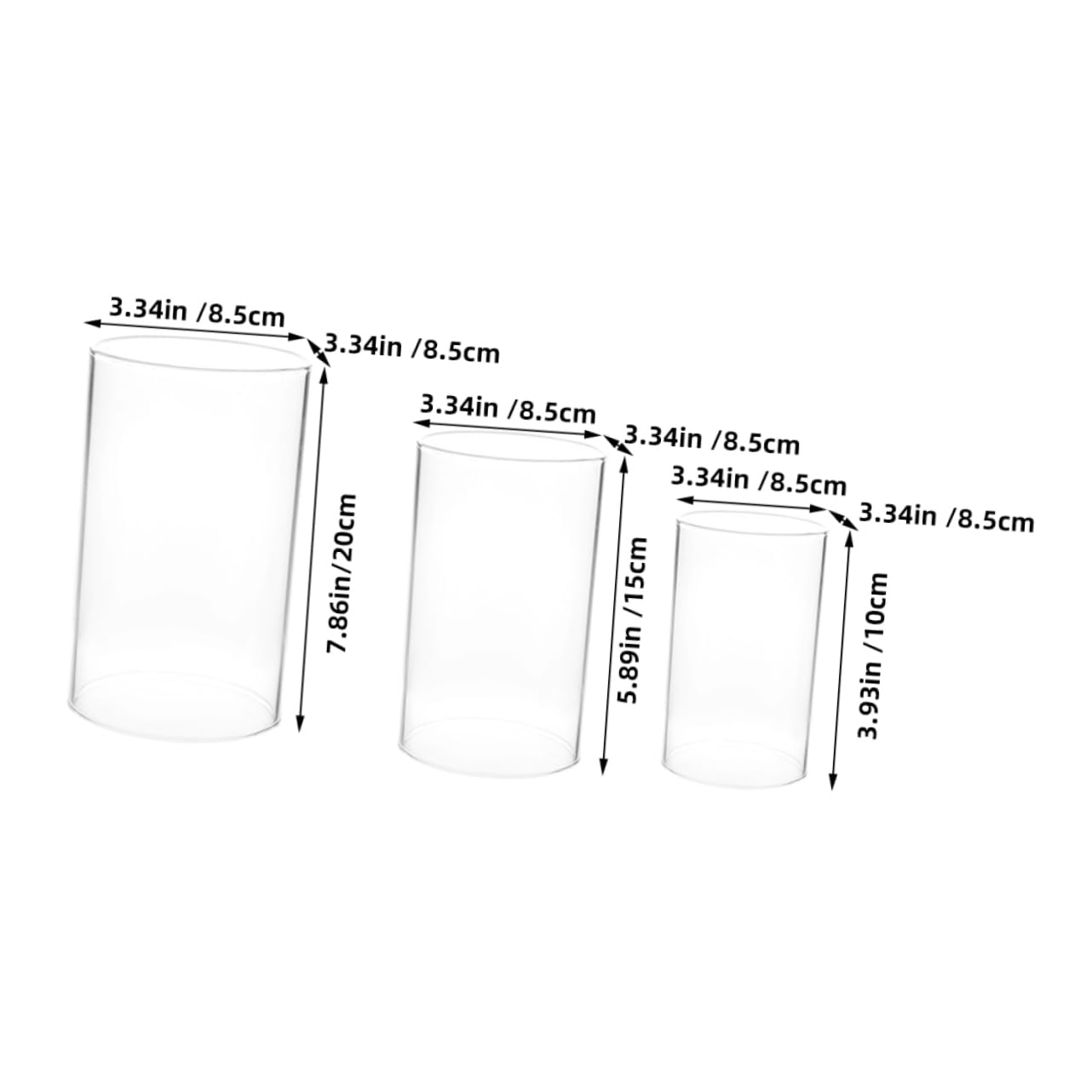 HOODANCOS 3pcs Clear Glass Candle Holder Sleeve Windproof Candle Protectors for Home Decor Transparent Cylinder Covers