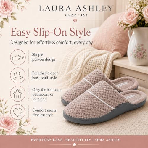 Image of Laura Ashley Women's Spa Slip-On Rugged Scuff Slipper, Non-Slip House Slippers with Cushioned Insole for Ladies