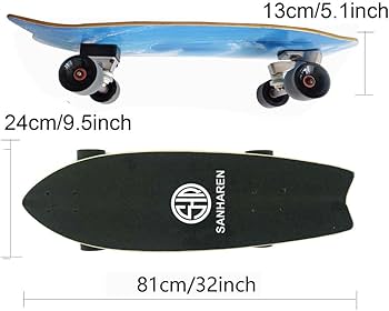 Amazon | ランドサーフィンスケートボード32インチ、7層カナダメープル