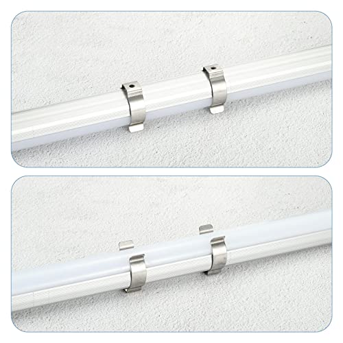 Image of MECCANIXITY T8 Clips Bracket Hanger Fluorescent Tube Light Fixture Holder U Shape Clamps with Screws for LED Bulbs Ceiling Lamp, Steel Pack of 8