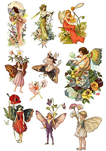 Fairies of Old - 89280 - Ceramic Decal - Enamel Decal - Glass Decal - Waterslide Decal - 3 Different Size Sheet (Images) to Choose from. Choose Either Ceramic (Enamel) or Glass Fusing Decals