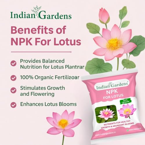 Image of Indian Gardens - NPK for Lotus Fertilizer (500 Grams) | 100% Water Soluble Plant Food | Boosts Flowering & Growth | Ideal for Home, Terrace, Pond & Garden Plants