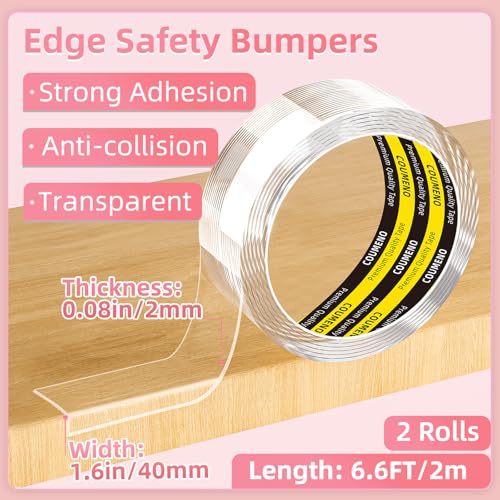 Image of Clear Soft Corner Protectors for Baby Safety,2 Rolls,1.6in (W) x 6.6FT(L), Baby Proof Corner Guards & Edge Protectors, Table Bumper for Furniture, Window & Wall Edge Protection