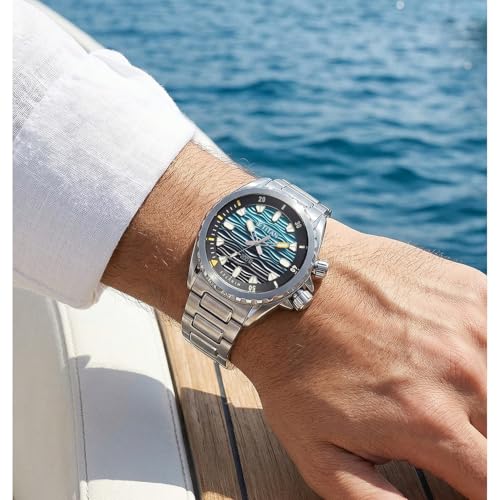 Image of Titan Zero Hour Diver's 200m Analog with Blue Dial Silver Stainless Steel Strap Watch for Men - 10068KM01