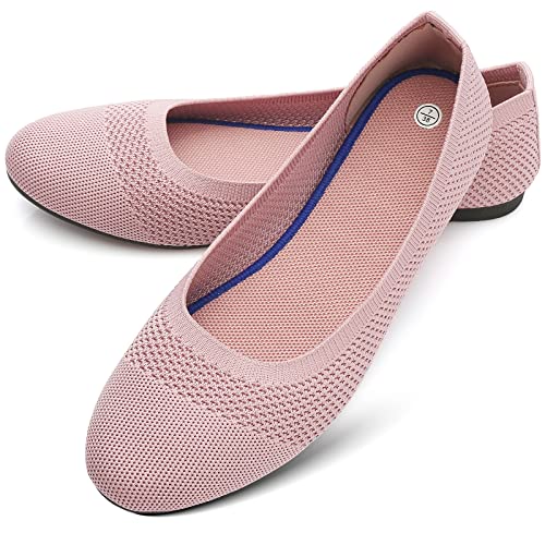Rominz Women’s Round Toe Ballet Flat Mesh Flats Shoes Comfortable Dress Shoes Walking Flats Classic Ballet(Pink, Us8) #TOP29