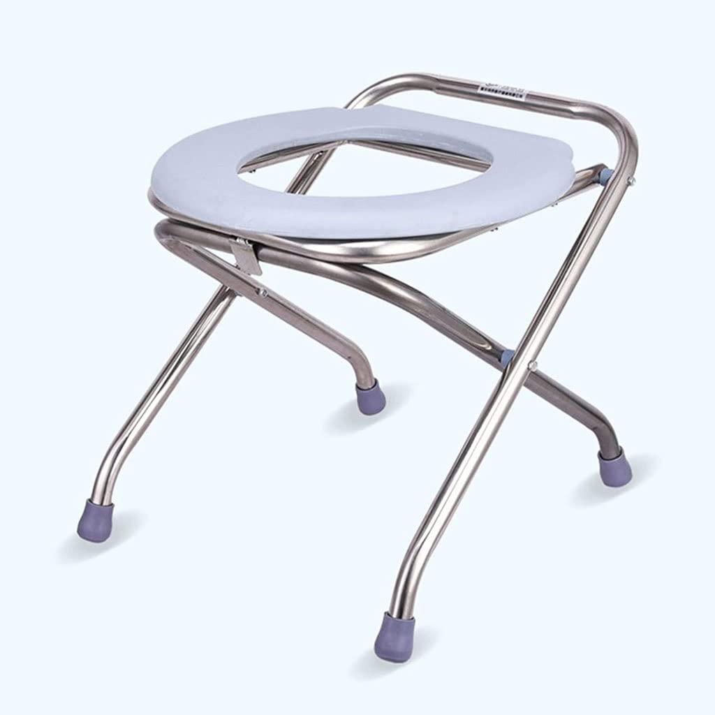 Składana Komoda/Krzesełko Pod Prysznic Przenośne osoby starsze Commode Chair Zagęszczone krzesło ze stali nierdzewnej Składane krzesło regulowane wysokość dla osób starszych kobiet w ciąży Krzesło alt