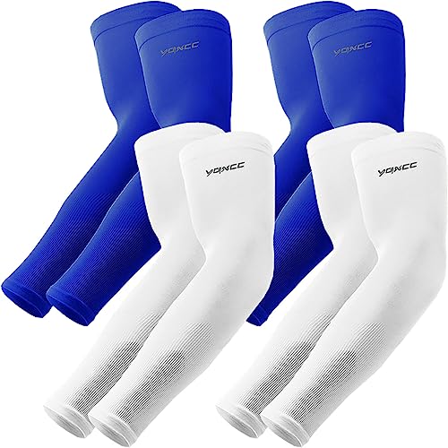 Image of YQXCC 4 Pairs UV Sun Protection Arm Sleeves - Tattoo Cover Up - UPF 50 Sports Compression Cooling Sleeve for Men & Women