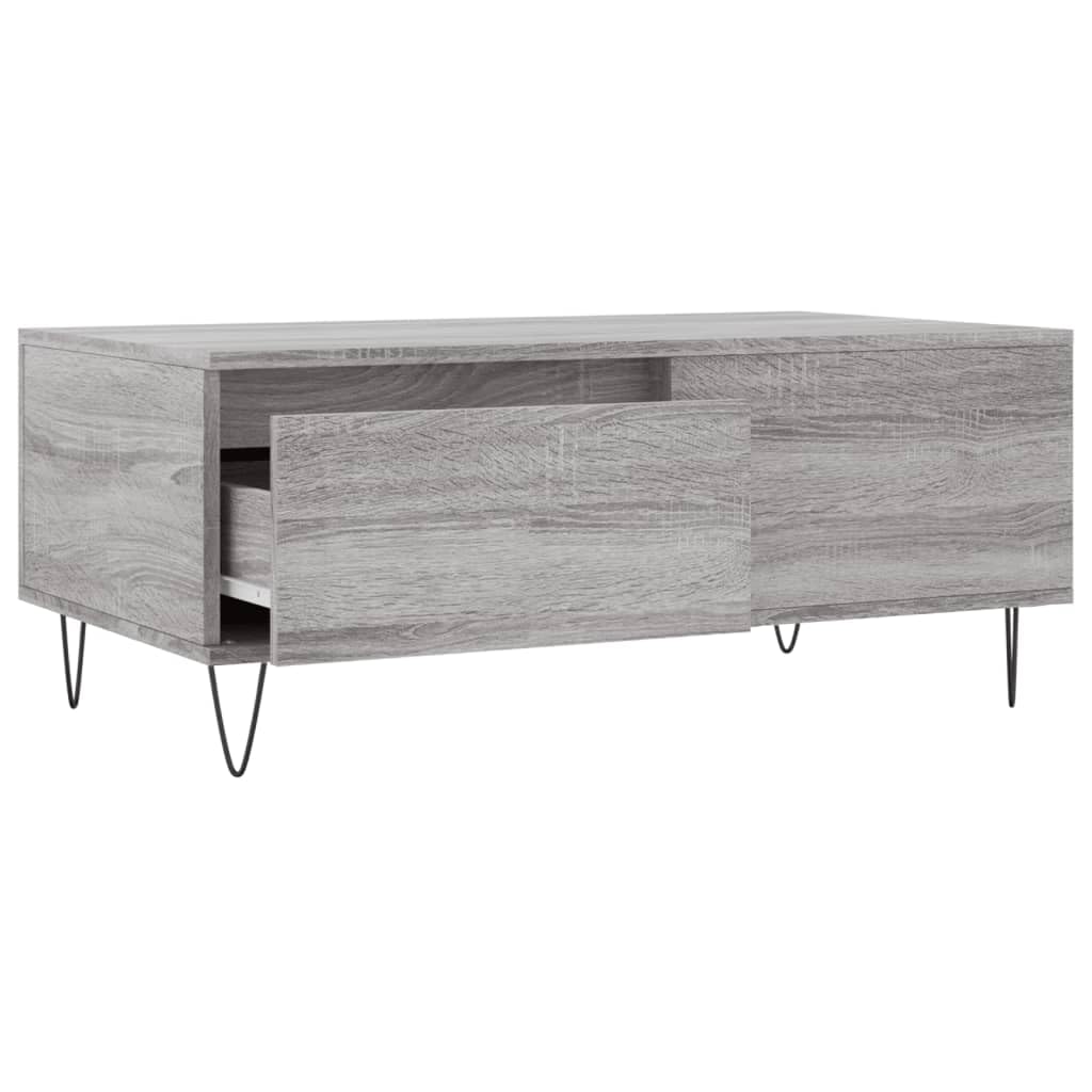 Homgoday Tavolino da caffè Sonoma grigio 90 x 50 x 36,5 cm, in legno ingegnerizzato, tavolino da tè per soggiorno, sala d'accoglienza degli ospiti, camera da letto e ufficio mobili tipo 1