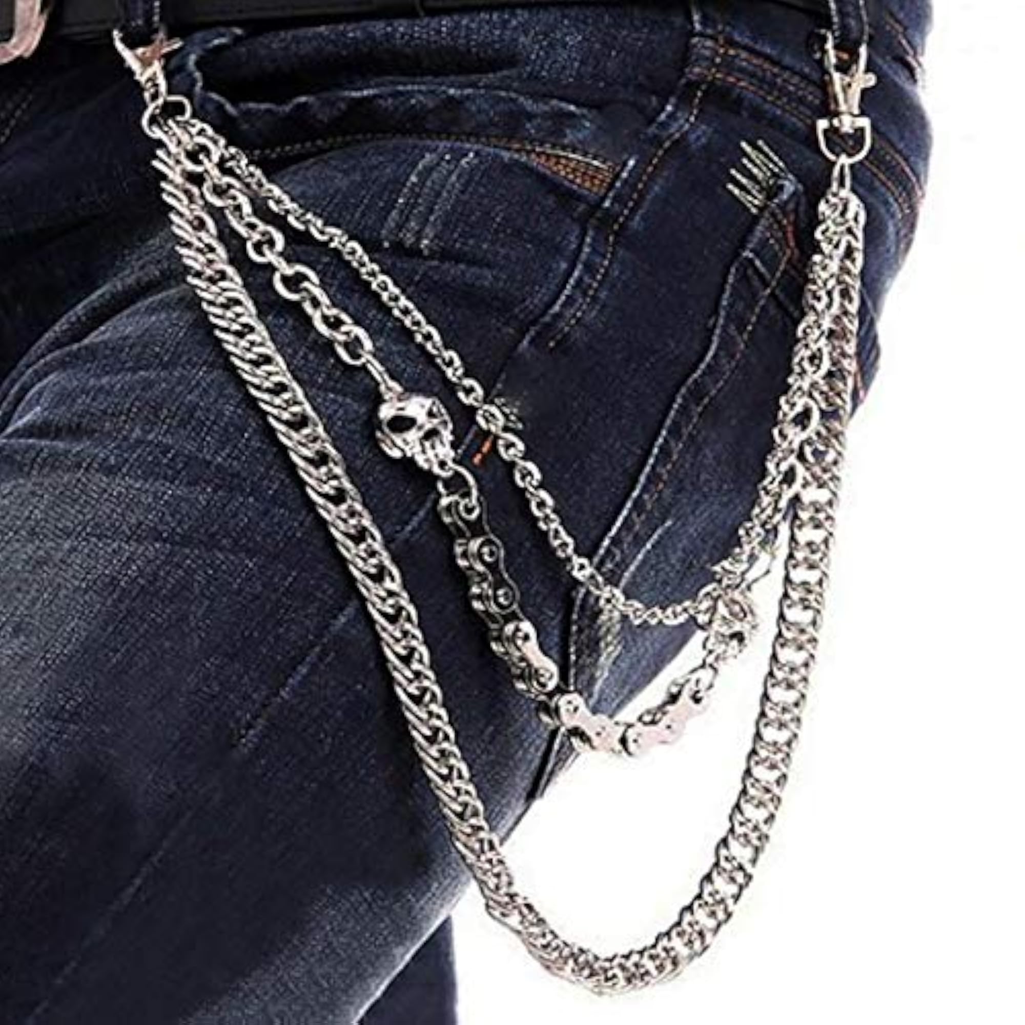 Synthetic Pants Fashion Hip Hop Gothic Wallet Chain for Men
