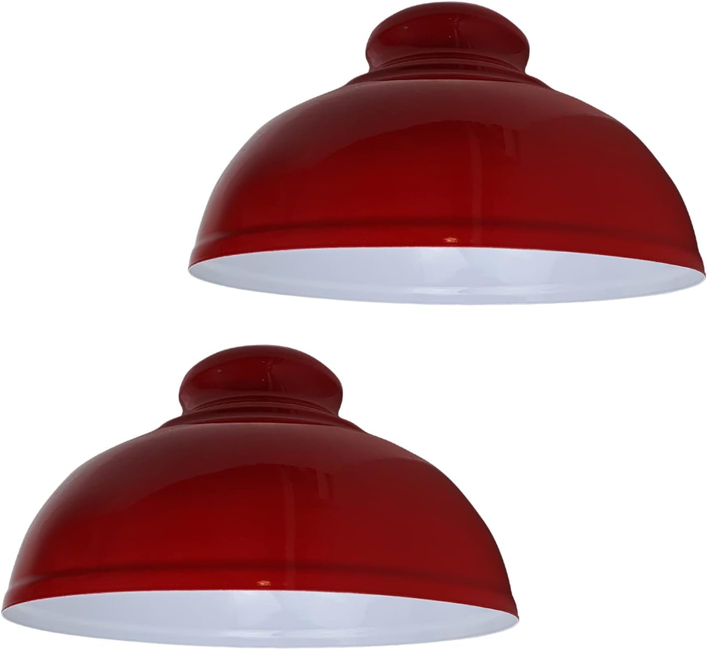 LEDSone 2 Pack Retro Ceiling Light Easy Fit-Pendant Metal-29cm Curvy lampshade-Modern Industrial Vintage Look Lamp Shade for Living Room (Red -2 Pack)