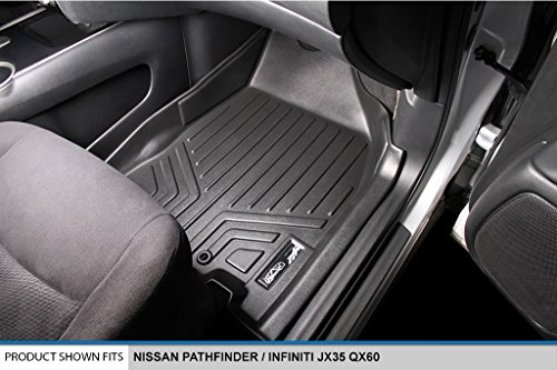 Maxliner Floor Mats 2 Rows And Cargo Liner Behind 3Rd Row Set Black For 2013-2018 Pathfinder / 2013 Jx35 / 2014-2019 Qx60 #TOP2