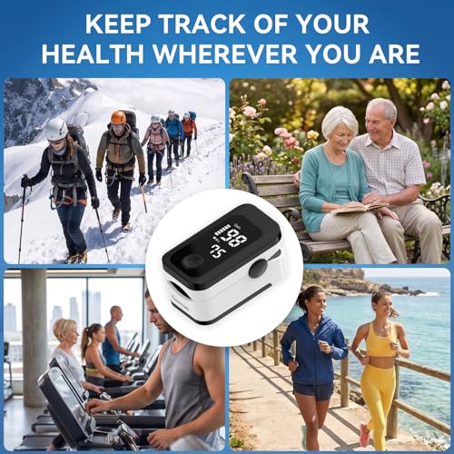 Image of Berrcom Fingertip Pulse Oximeter, Blood Oxygen Saturation Monitor with Accurate SpO2 & Pulse Rate & Fast Readings, LED Display, Portable with Includes Batteries & Lanyard (Black)