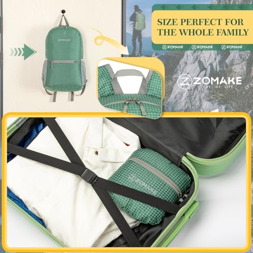 Image of ZOMAKE Ultra Lightweight Hiking Backpack 20L, Packable Small Backpacks Water Resistant Daypack for Women Men(Camouflage Green Plaid)