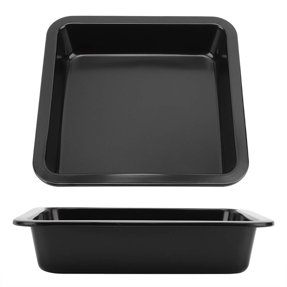 Moule à Gâteau Carré Antiadhésif 2 Pièces, 22,5x22,5cm Plaque de Cuisson en Acier Carbone pour Pizza Cake, Ustensile de Pâtisserie pour Four, Cuisine Maison et Professionnelle (Noir TG01#A)