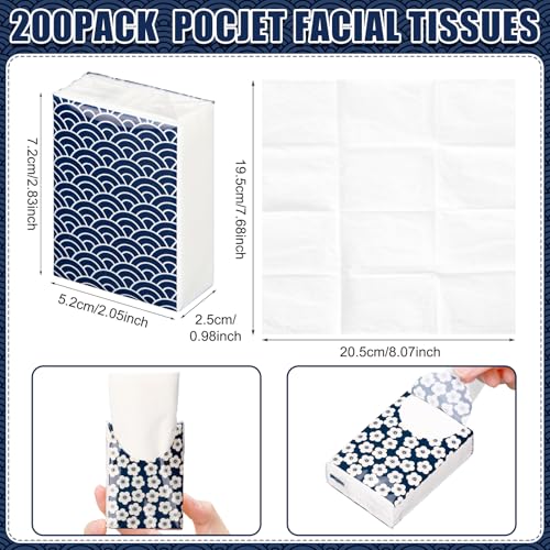 Image of Ctosree 50 Pack Japanese Pocket Tissues Travel Packs Bulk 500 Sheet Small Tissues Pocket Packs Party Favors 3 Ply Mini Individual Travel Size for Allergy Camping