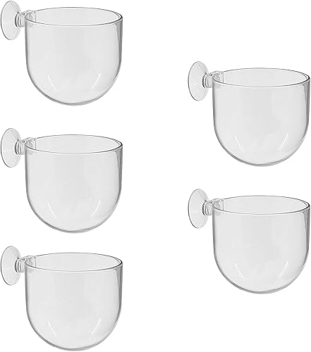 Uenhoy 5 macetas de plástico para plantas acuáticas, macetas de acuario con ventosas, maceta acrílica para acuario, soporte para tanque de peces de